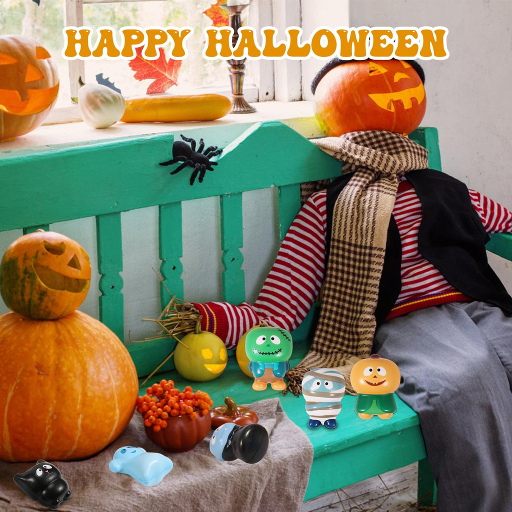 New 6 Packs-Halloween Squishies Toys Slow Rising, Gift Box Includes Ghost: Vampire,Pumpkin,Skull,Black Cat,Mummy,Bat, Halloween Soft Stress Relief Toys for Girls,Boys,Kids Party