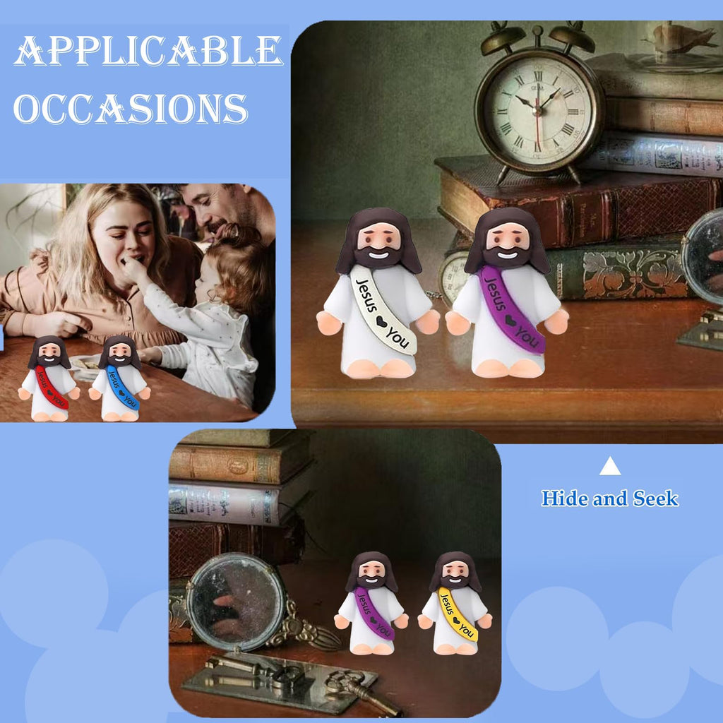AKFAHOIF 20PCS Little Jesus Figures, Mini Jesus Figurines in Bulk, Multicolor Tiny Jesus Figures, Miniature Figurines to Hide and Seek Religious Gifts for Easter Egg Stuffers