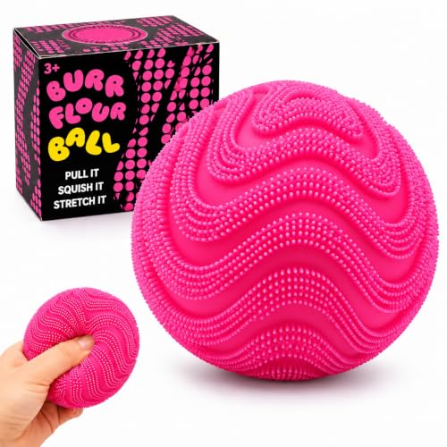 Fuzz Ball Squishy Stress Ball,Soft Fidget Squishy Fuzz Squeeze Ball for Adults,Anxiety Stress Relief Toys,Party Favors Gift for Adults (Pink Ball)