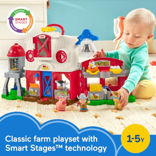 Fisher-Price Little People Caring for Animals Farm Playset | Toddler Learning Toy, Smart Stages Content with Educational Music, Pretend Play, Ages 1+ years (Amazon Exclusive)