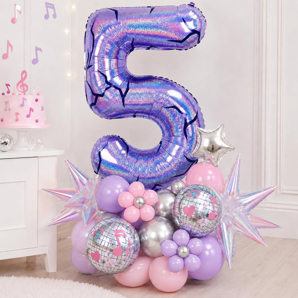40'' Purple K-pop Number 5 Balloon for Girl 5th Birthday Party Decoration | Pastel Purple Number 5 Foil Balloon, Self Inflating, Girls Kid Birthday Party Anniversary Party K-pop Music Theme Party Decor
