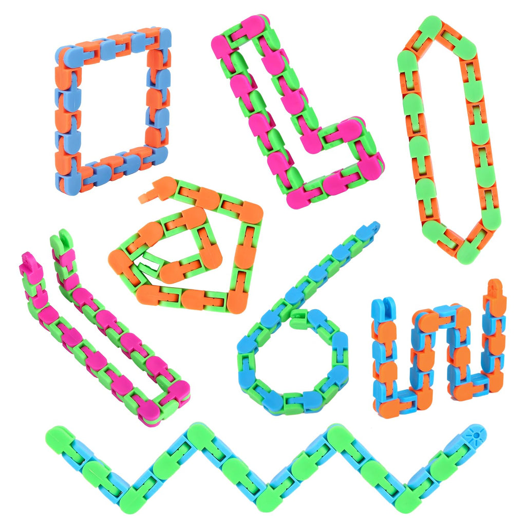 8Pcs Fidgets Wacky Tracks Fidget Toys for Kids Classroom Students Gifts | School Prizes Christmas Stocking Stuffers Sensory Autism Snap Fidget Click Snake Toys for Adults Travel Stress Relief Adhd