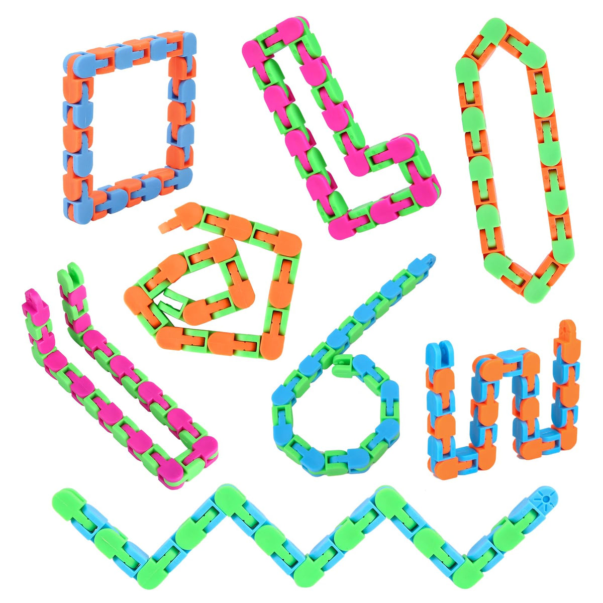8Pcs Fidgets Wacky Tracks Fidget Toys for Kids Classroom Students Gifts | School Prizes Christmas Stocking Stuffers Sensory Autism Snap Fidget Click Snake Toys for Adults Travel Stress Relief Adhd