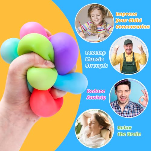 VISCOO 12 Pack Slow Rising Stress Cube, Stress Balls Fidget Squishy Toys | Squeeze Toy for Anxiety Relief, Pull Stretch Squishy Ball for Classroom Prize, Party Favors for Kids Adults