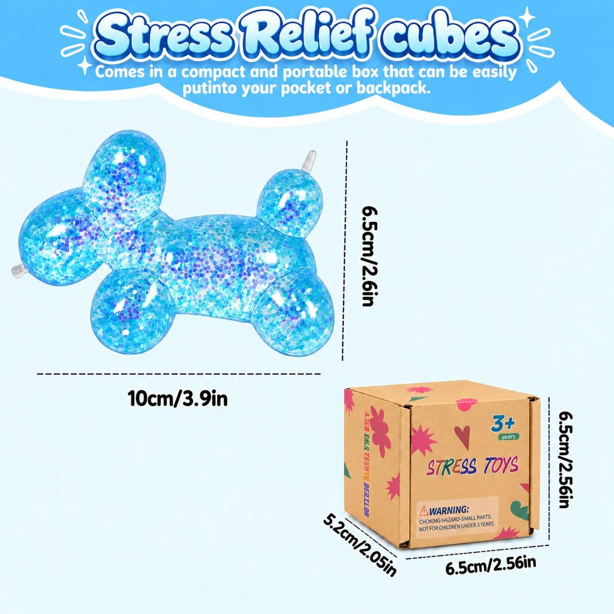 Graphinza Squeeze Toys – Balloon Dog Squishy Squeeze Toy (Blue1, 9cm)