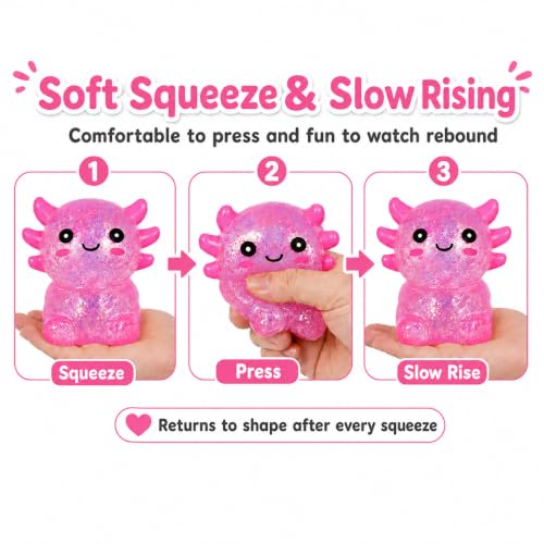 GSOOUOLD Axolotl Squishy Stress Ball, Soft TPR Fidget Toy for Kids Adults | Non-toxic soft TPR, slow rebound, satisfying squeeze, sensory stress relief toy for kids & adults