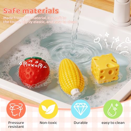 dZbGift 3pcs Fruit Squishy- Cheese Squishy,Strawberry Corn Squishy,Squeeze Toys,Fruit squishies for Stress Relief,Gift for Boys Girls Adults