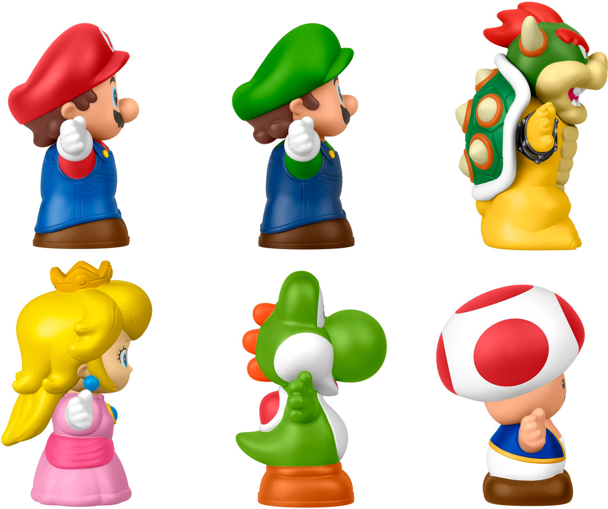 Fisher-Price Little People My Mario 6-Piece Character Figure Set | Pretend Play with Mario, Luigi, Princess Peach, Toad, Yoshi and Bowser figures, Toddlers & Kids Ages 18+ Months