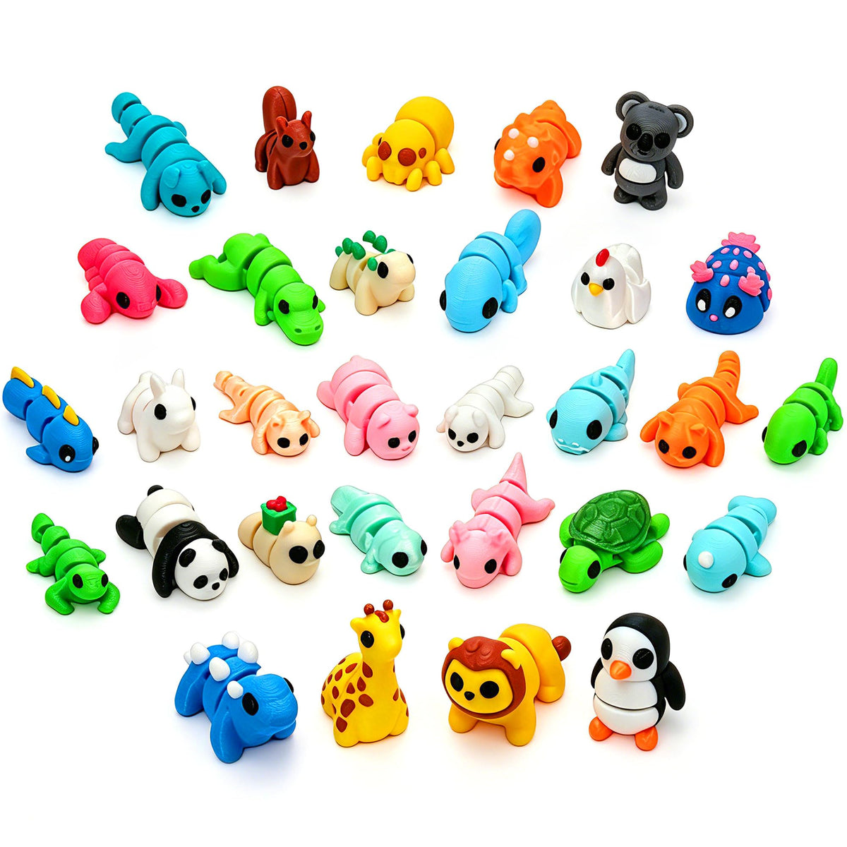 30Pcs 3D Printed Animals Set for Kids, Mini Little Animals Figures for Party Favors Gifts Pocket Fidget Toys Bulk, Goodie Bag Stuffers Classroom Birthdays Rewards for Toddlers Desk Office Pet Decor