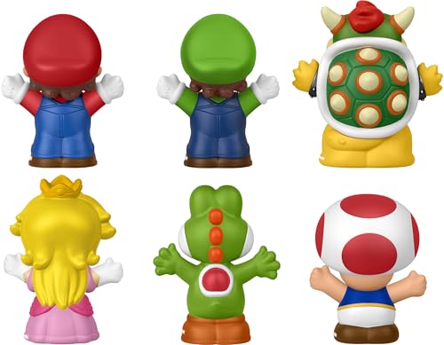 Fisher-Price Little People My Mario 6-Piece Character Figure Set | Pretend Play with Mario, Luigi, Princess Peach, Toad, Yoshi and Bowser figures, Toddlers & Kids Ages 18+ Months