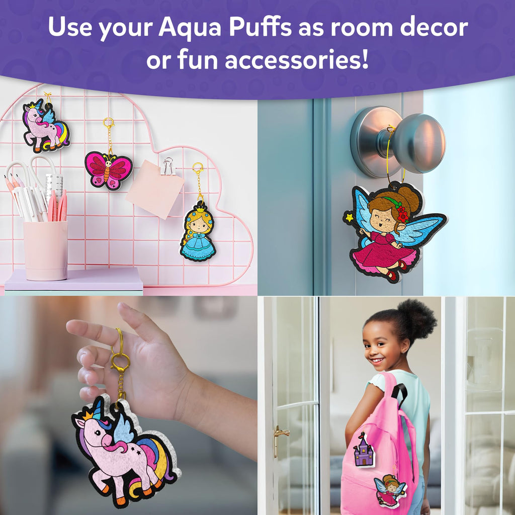 Skillmatics Aqua Puffs Unicorns, Art & Craft Gift for Kids, Paint by Number | DIY Princess Puffy Keychains, Screen-Free, Mess-Free Activity, Creative Kit for Girls & Boys Ages 4, 5, 6, 7, 8, 9, 10