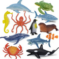 Beetots Ocean Sea Life Toy Figures Set for Kids, 12 PCS Realistic Marine Animals with Shark, Dolphin, Sea Turtle, Penguin, Seal, Clownfish, Crab, Ocean Animal Figure Toys for Boys Girls Toddlers