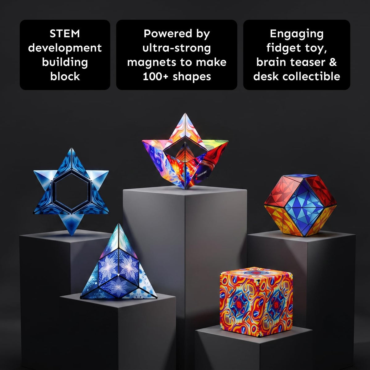 Shashibo DODECA Magnetic Puzzle Cube, Stress Relief Fidget Toy | 100+ Possible Shapes, Sensory Fidget Toy For Adults & Kids, Fun Shape Shifting Puzzle Box For All Ages