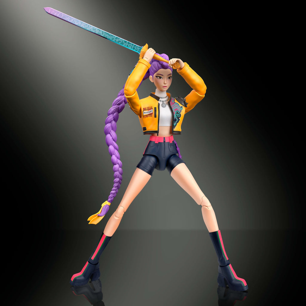 Mattel Kpop Demon Hunters HUNTR/X Rumi 6-inch Action Figure | Wearing “How It’s Done” Look, Sword, Food-inspired Accessories, Swappable Faces & Hands​, 21 Points of Articulation