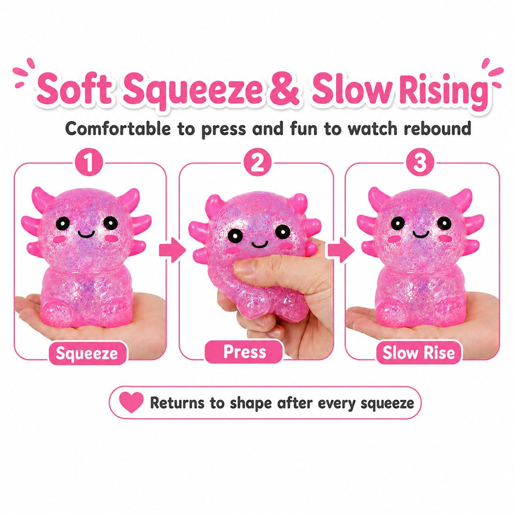 GSOOUOLD Axolotl Squishy Stress Ball, Soft TPR Fidget Toy for Kids Adults | Non-toxic soft TPR, slow rebound, satisfying squeeze, sensory stress relief toy for kids & adults