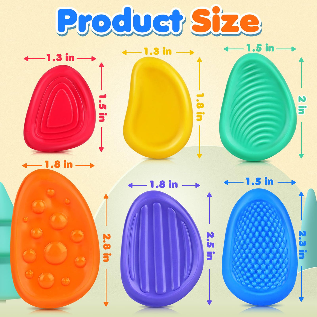 Fidget Toys Sensory Stone for Kids: 6 Pack Textured Soft Worry Stone for Autism Kids Calming - Fidget Stress Toys for Students Stress Relief - Small Prizes Stocking Stuffer