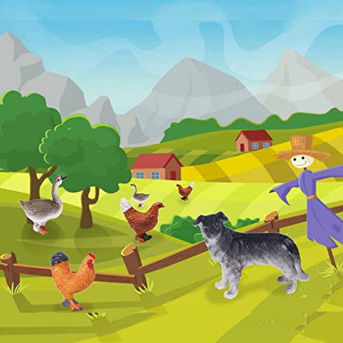 Yowlieu 15 Pcs Mini Figures Toys Realistic Farm Animal Figurines, Plastic Learning Educational Playset Animal Themed Party Supplies Cake Topper Ornaments for Easter Egg Birthday Christmas