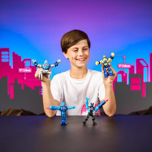 MrBeast Lab Hybrids Mega Pack, 4 Mix & Match Figures, 7 Accessories | 4-inch action figures with 10 points of articulation; crack the MrBeast Lab Containment Vessel to reveal MrBeast toys