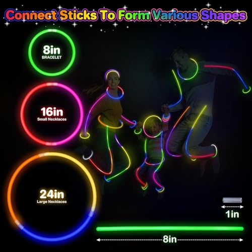 SpringFlower 100 PCS Glow Sticks Bulk Party Favors, 8" Glow in the Dark Party Supplies, Light Sticks for Party Favors Glow Necklaces and Bracelets for Kids or Adults