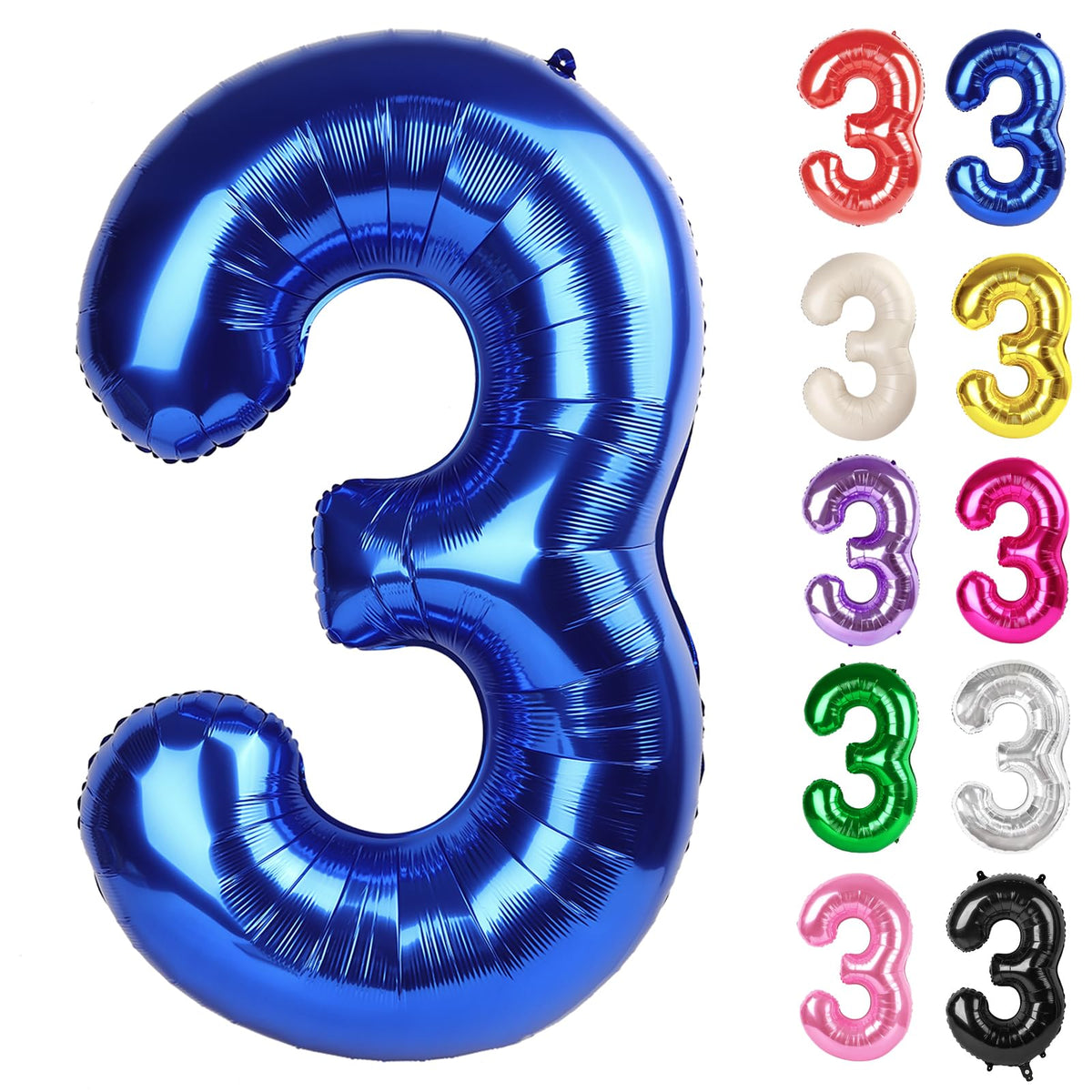 Blue Number 3 Balloon 40 Inch - 3 Balloon Number, 3rd Birthday Decorations