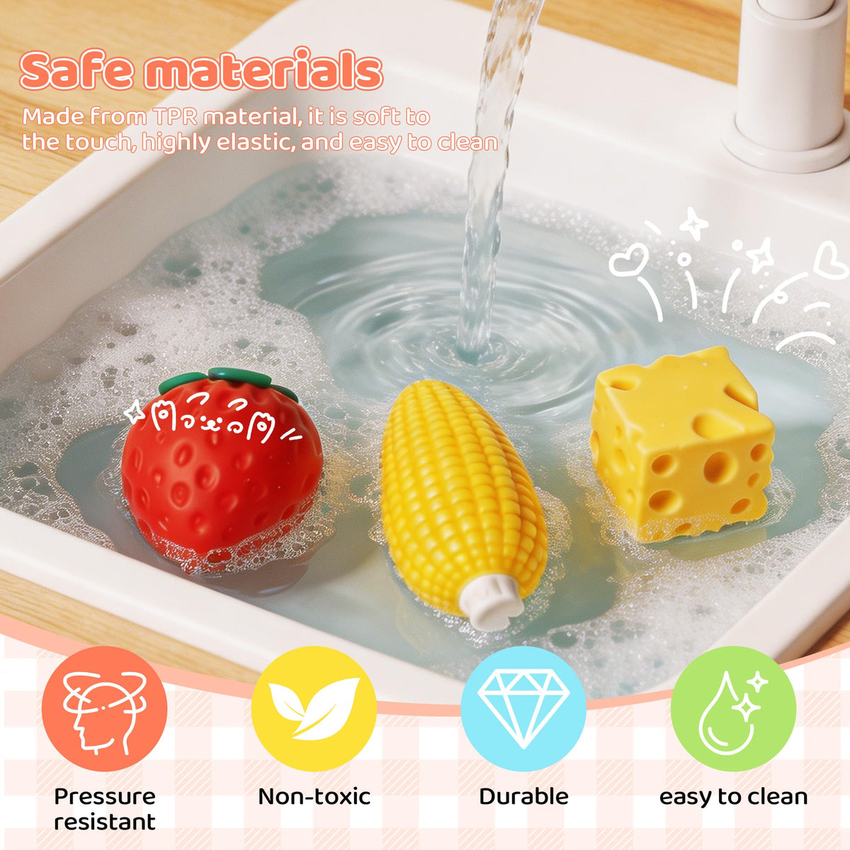 dZbGift 3pcs Fruit Squishy- Cheese Squishy,Strawberry Corn Squishy,Squeeze Toys,Fruit squishies for Stress Relief,Gift for Boys Girls Adults
