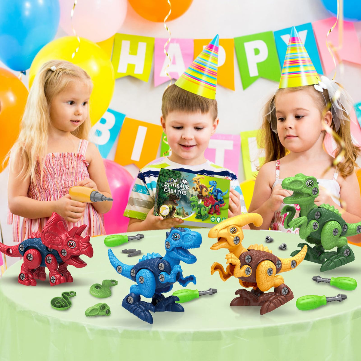 Dinosaur Toys for 3, 4, 5, 6, 7 Year Old Boys, Take Apart Toys with Electric Drill for Kids, STEM Educational Construction Building Toy, Ideal Birthday Christmas Easter Gifts, Incl Tyrannosaurus Rex