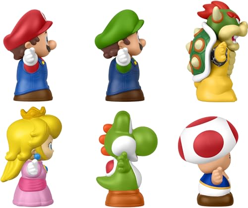 Fisher-Price Little People My Mario 6-Piece Character Figure Set | Pretend Play with Mario, Luigi, Princess Peach, Toad, Yoshi and Bowser figures, Toddlers & Kids Ages 18+ Months