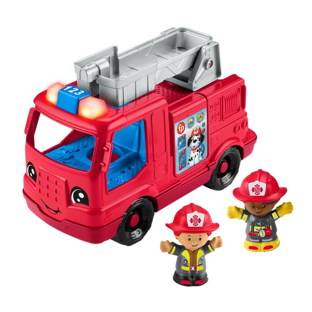 Fisher-Price Little People Fire Truck Toddler Toy | Push-Along Vehicle, Lights, Music & Sounds, 2 Figures, Preschool Kids Ages 1+ Years