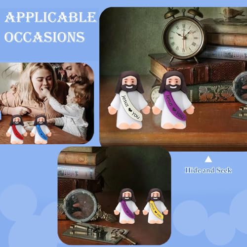 AKFAHOIF 20PCS Little Jesus Figures, Mini Jesus Figurines in Bulk, Multicolor Tiny Jesus Figures, Miniature Figurines to Hide and Seek Religious Gifts for Easter Egg Stuffers