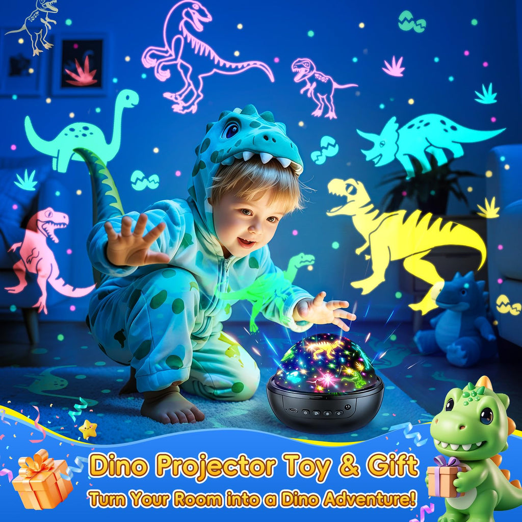 Staryou Dinosaur Toys, Remote+ 3Films+ 93Effects Dinosaur Toys for Kids 3-5 | for kids 2-4 & 3-5 & 5-7, birthday gift for boys ages 2-7, 3 timer+5 brightness, soothing bedtime light, kids bedroom decor
