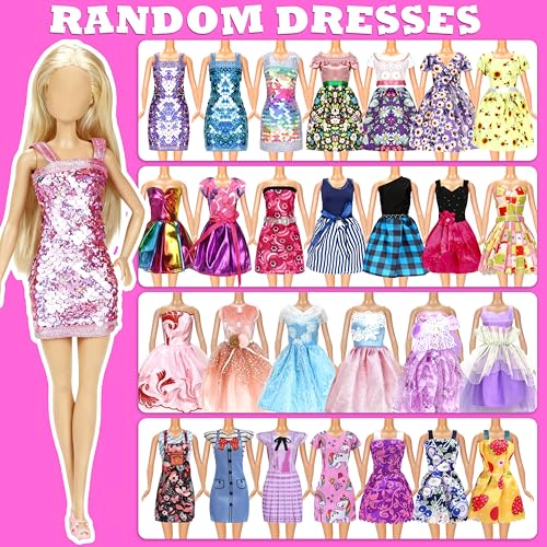 138 Pcs Doll Clothes and Accessories, 5 Wedding Gowns 9 Fashion Dresses 3 Tops 3 Pants 3 Bikini Swimsuits 20 Shoes for 11.5 inch Doll Christmas Stocking Stuffers Girls Gift Age 5-7 8-10