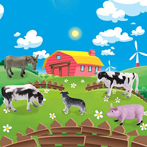 Yowlieu 15 Pcs Mini Figures Toys Realistic Farm Animal Figurines, Plastic Learning Educational Playset Animal Themed Party Supplies Cake Topper Ornaments for Easter Egg Birthday Christmas