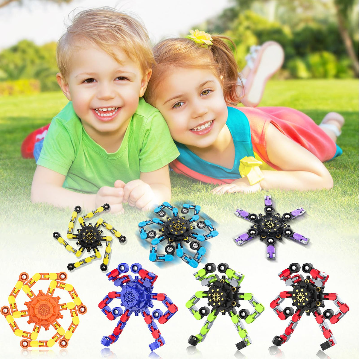 Transformable Fidget Spinners,9PCS Funny Sensory Fidget Toys for Kids | Deformable DIY Robot Spinner Fingertip Stress Relief Gyro Toy Kids Halloween Party Favors Stocking Stuffers Gifts