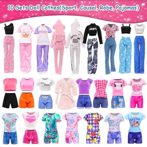 10 Sets Doll Clothes Hooded Sports Suit Tops and Pants for 11.5 inch Dolls | Tracksuit Set, Sportswear, Sports Clothes, Activewear, Running Apparel, Casual Outfits