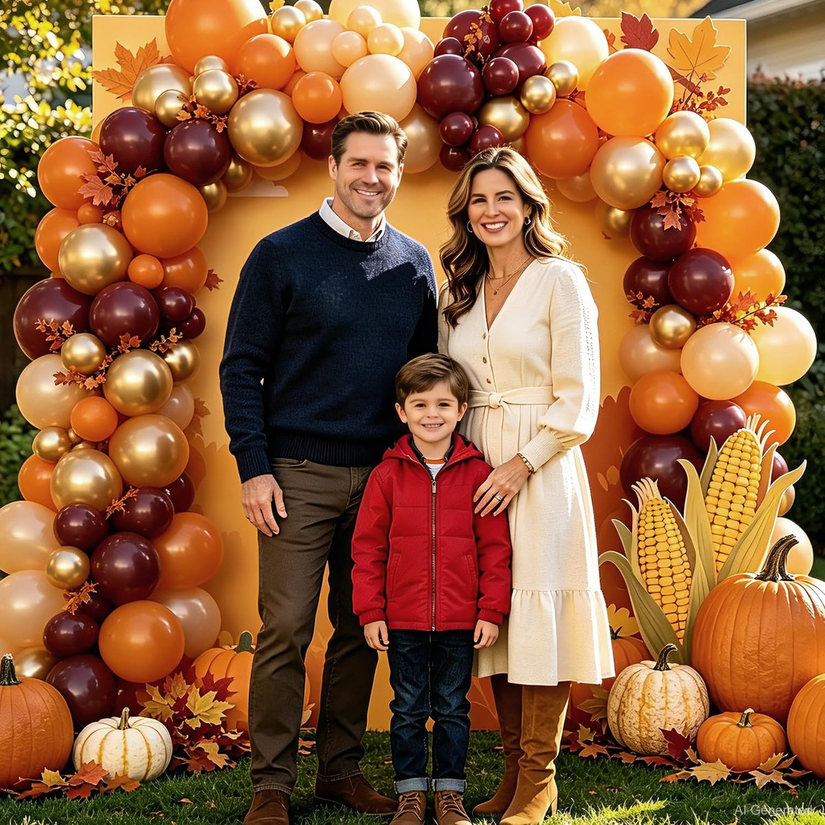 Burgundy Fall Balloon Arch Kit for Autumn Thanksgiving Party Decorations | 124Pcs Burnt Orange Burgundy Gold Nude Balloons, Harvest Baby Shower Wedding Birtday Party Decorations, 124Pcs