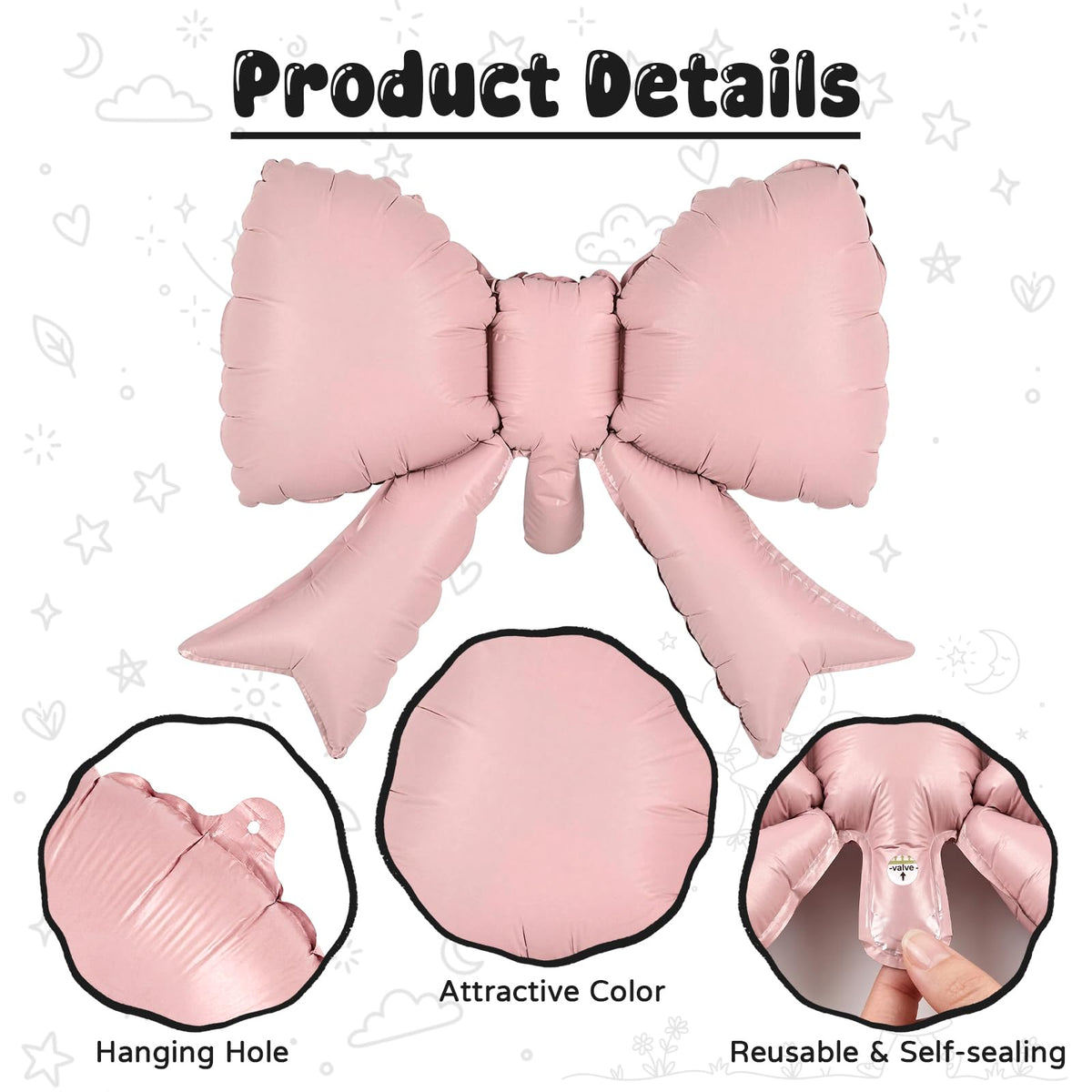 40 Inch Pink Number 1 with Bow Balloon for Girls 1st Birthday Decorations