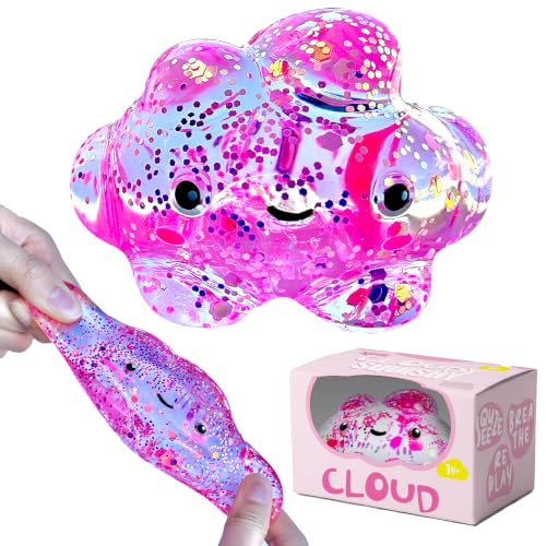 Premium Cloud Squishy Toy, Glow in the Dark Stress Ball, Odor-Free Slow Rise Crystal Clear, Non-Toxic, Easy to Clean, Durable, Gift-Ready, Children Safety Certificate & ASTM Certified 3+