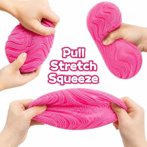 Fuzz Ball Squishy Stress Ball,Soft Fidget Squishy Fuzz Squeeze Ball for Adults,Anxiety Stress Relief Toys,Party Favors Gift for Adults (Pink Ball)