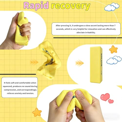 Butter Squishy Stress Toy,Soft Novelty Toy,Realistic Butter Stick Fidget, Slow Rising Soft Squeeze Toy for Adults Stress Relief & Anxiety Relief(4PCS)