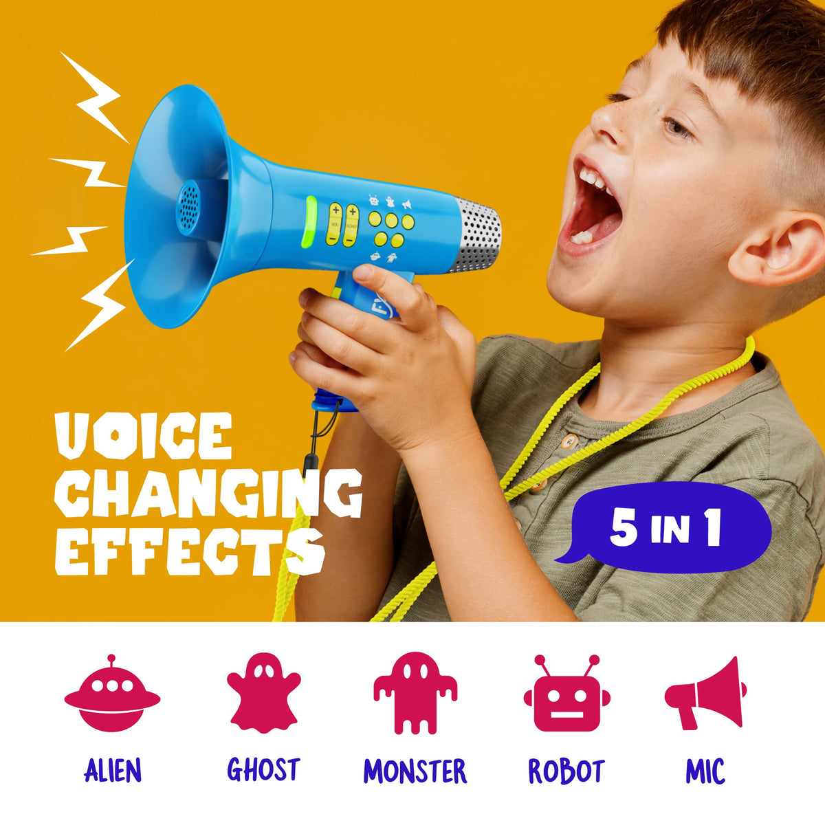 5 In 1 Voice Changer for Kids - Voice Changing Device for Boys & Girls | Birthday Gifts for 3, 4, 5, 7, 8 Year Old Boy - Toys Gift Ideas for Kid, Toddler - Gifts for Kids Ages 3-8+ Olds