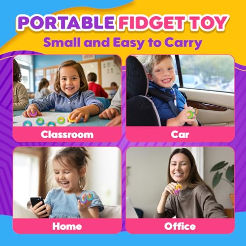 Fidget Toys Sensory Rings for Kids: 12 Pack Finger Spinner Rings - Texture Stress Toys for Kids Autism Calming - Fun Fidgets for Student Classroom Prize Stocking Stuffers