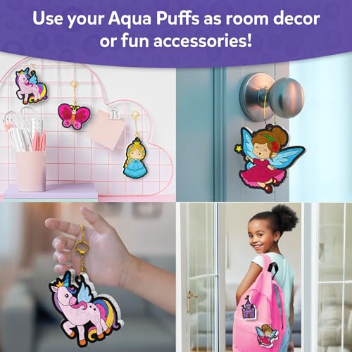 Skillmatics Aqua Puffs Unicorns, Art & Craft Gift for Kids, Paint by Number | DIY Princess Puffy Keychains, Screen-Free, Mess-Free Activity, Creative Kit for Girls & Boys Ages 4, 5, 6, 7, 8, 9, 10
