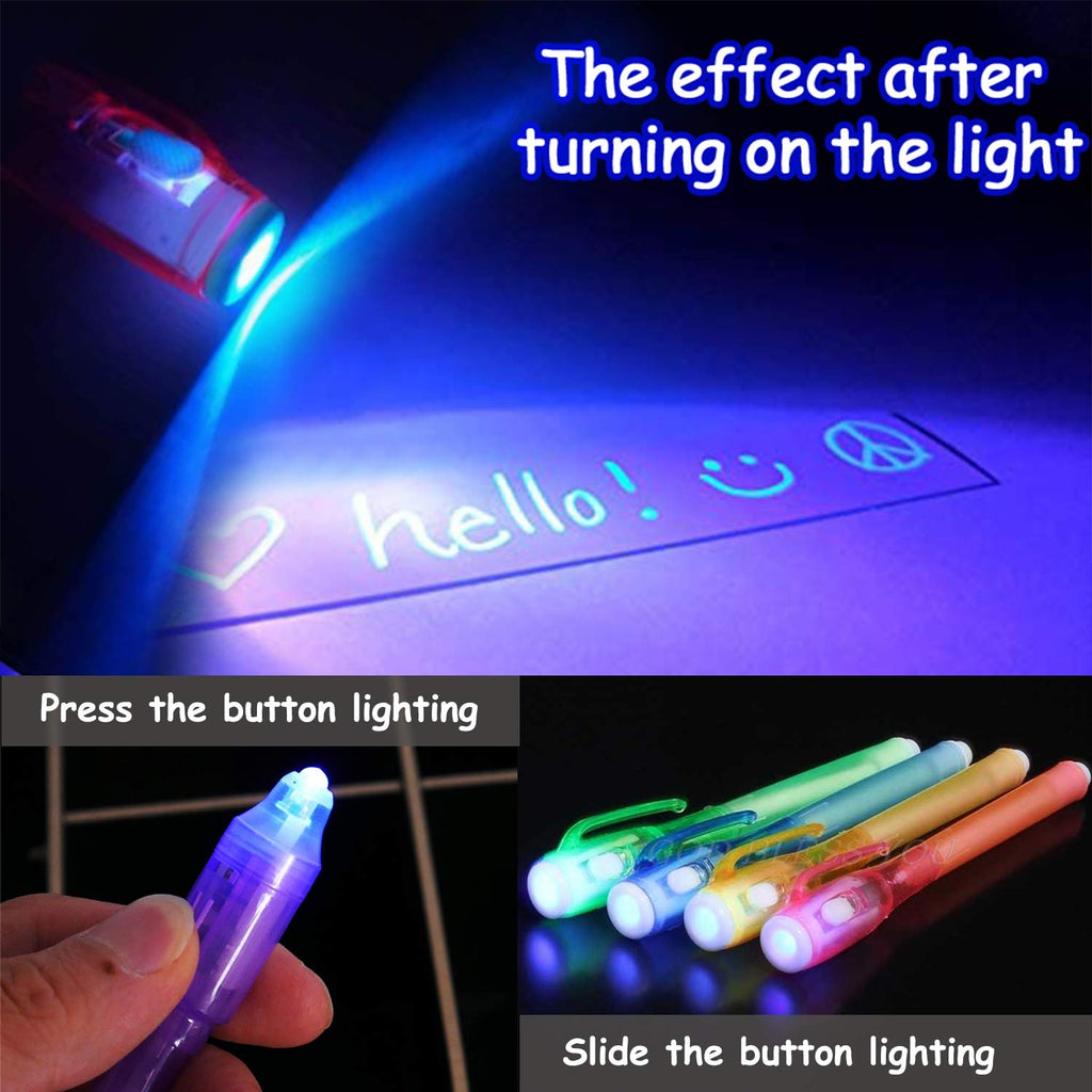 32 Pack 2 Style Invisible Ink Pen with UV Black Light Secret Spy Pens | Secret Messages for Halloween , Magic Disappearing Ink Markers School Supplies Kids 4-8, 8-12 Party Favors Boy Girl Exchang