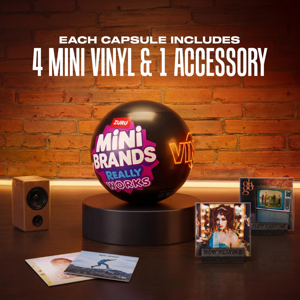 Mini Brands Really Works Vinyl Capsule Series 1 (2 Pack) By ZURU | 8 playable mini vinyls spin & play, music accessories, trending artists, works on Mini Brands Vinyl Player, collector gift
