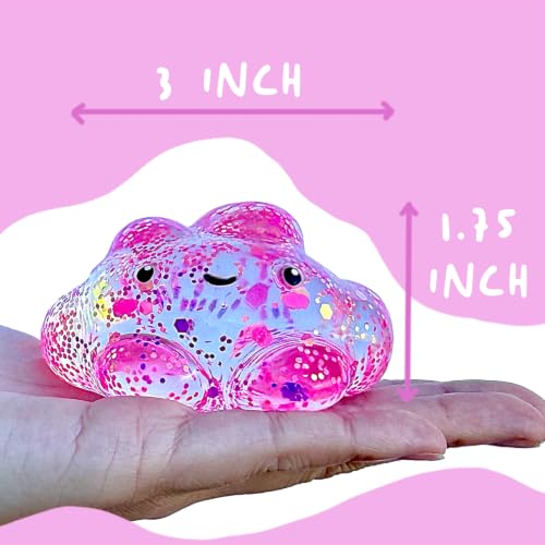 Premium Cloud Squishy Toy, Glow in the Dark Stress Ball, Odor-Free Slow Rise Crystal Clear, Non-Toxic, Easy to Clean, Durable, Gift-Ready, Children Safety Certificate & ASTM Certified 3+