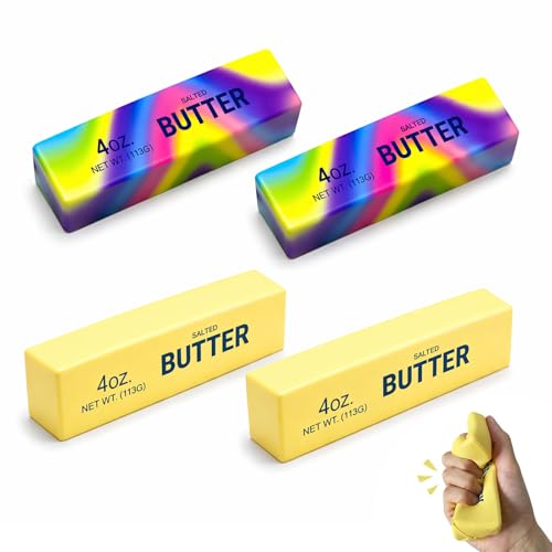 Butter Squishy Stress Toy,Soft Novelty Toy,Realistic Butter Stick Fidget, Slow Rising Soft Squeeze Toy for Adults Stress Relief & Anxiety Relief(4PCS)