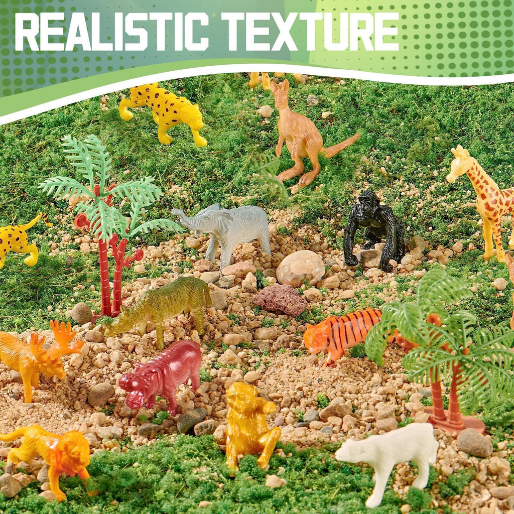 60 Piece Mini Zoo Animal Toy with Gift Box, Plastic Jungle Animal Figurines | Realistic Small Animal Figures Sensory Bins, Party Favors, Cupcake Topper, School Education, Birthday Gifts for Children
