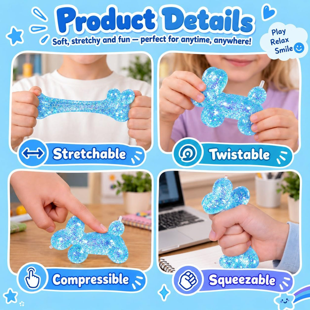 Graphinza Squeeze Toys – Balloon Dog Squishy Squeeze Toy (Blue1, 9cm)