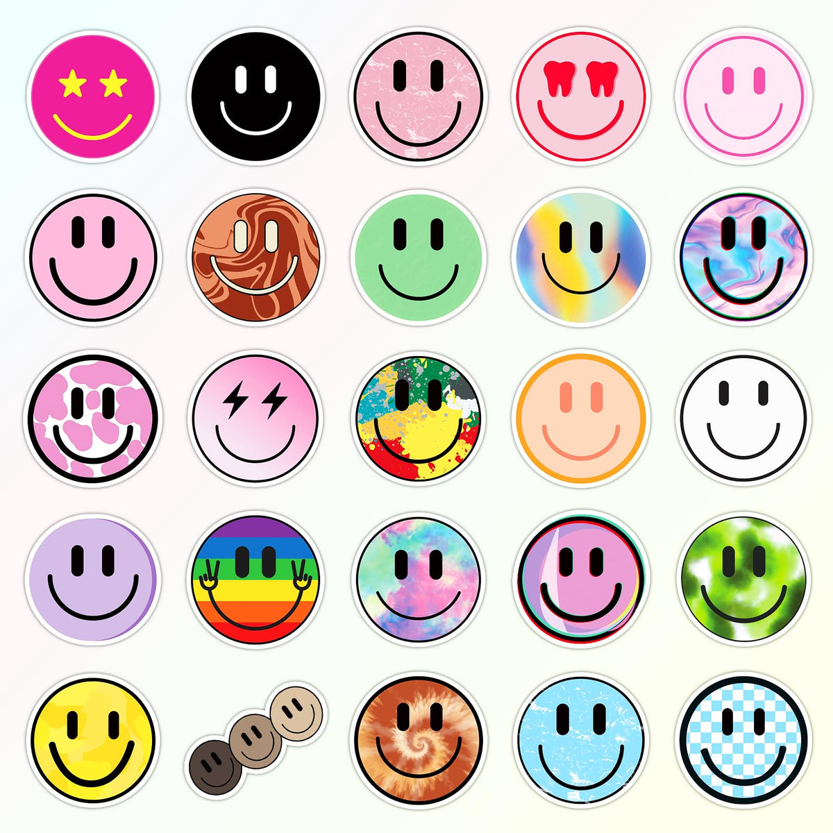 Wercokt 50PCS Smile Face Stickers Cute Water Bottle Stickers for Kids | Waterproof, PVC Material, for Teaching Rewards, Notebooks, Stationery, Luggage, Cartoon Happy Sticker