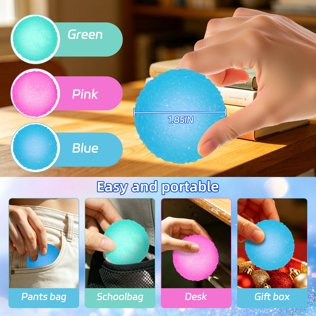 3pcs Squishy Textured Stress Balls Silky Fidget Toys for Anxiety Relief